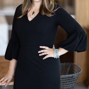 Liz Claiborne puff Sleeve Black Sheath Dress - Size 12